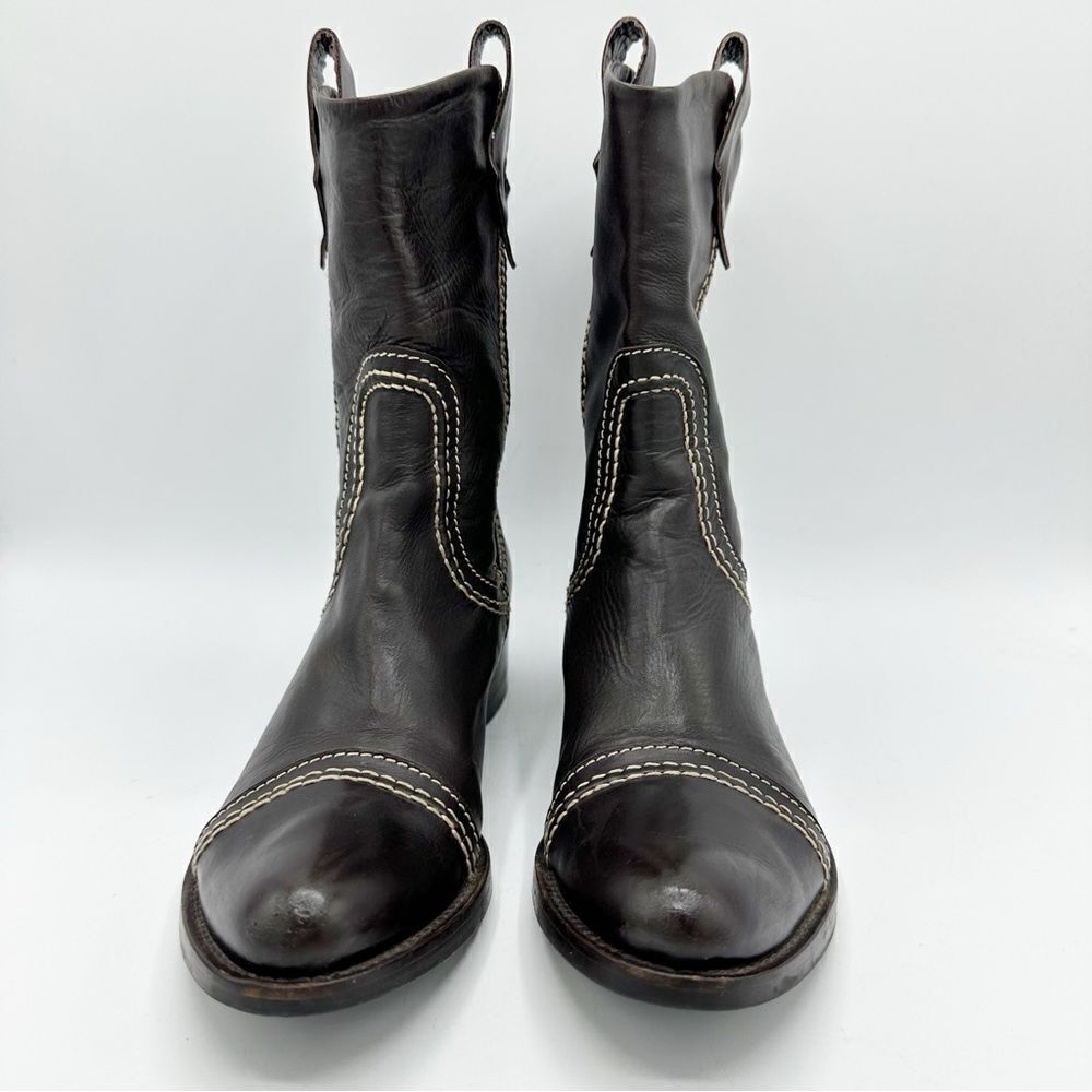 Tentazione Italian Brown Leather‎ Cap Toe Booties Sz EUR 35.5 US 5 - Picture 5 of 14